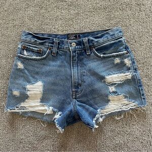 Abercrombie‎ & Fitch Annie High Rise Short Ripped Jean Cutoffs Size 27/4